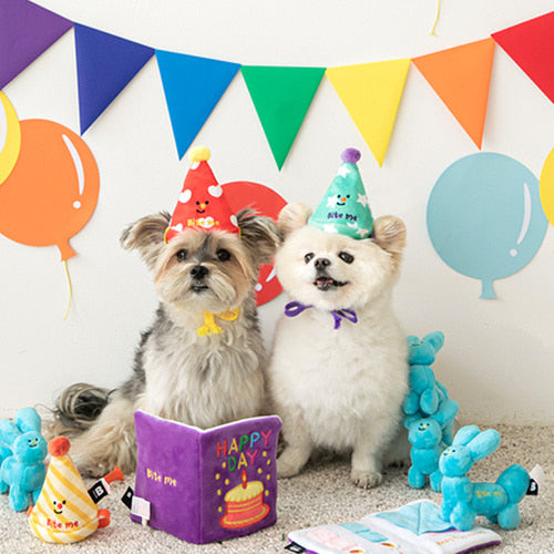 Biteme Party Series - happy party hat dog toy 3pcs