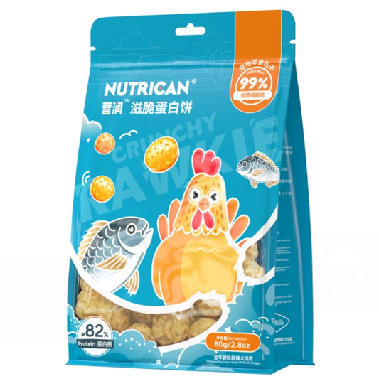 Nutrican Freeze Dried Crunchy Rawkie Treats-Chicken&Snapper 80g营润鸡肉鲷鱼滋脆冻干蛋黄饼