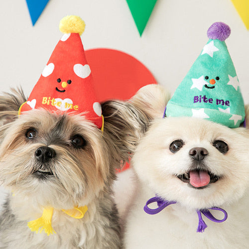 Biteme Party Series - happy party hat dog toy 3pcs