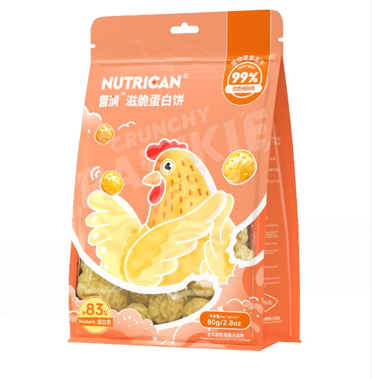 Nutrican Freeze Dried Crunchy Rawkie Treats-Chicken 80g营润鸡肉滋脆冻干蛋黄饼